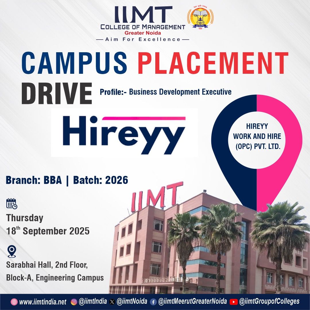 Placement Drive in partnership with Hireyy Work & Hire (OPC) Pvt. Ltd